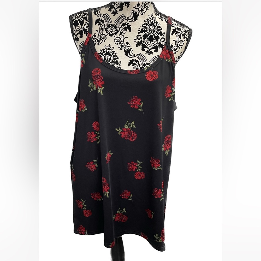 🌞Rose Print Spaghetti Straps     Sz 2XL